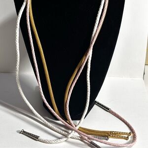 Bolo Tie Cords & End Caps 3 pc Lot Pink White Gold Jewelry Making Craft Supply